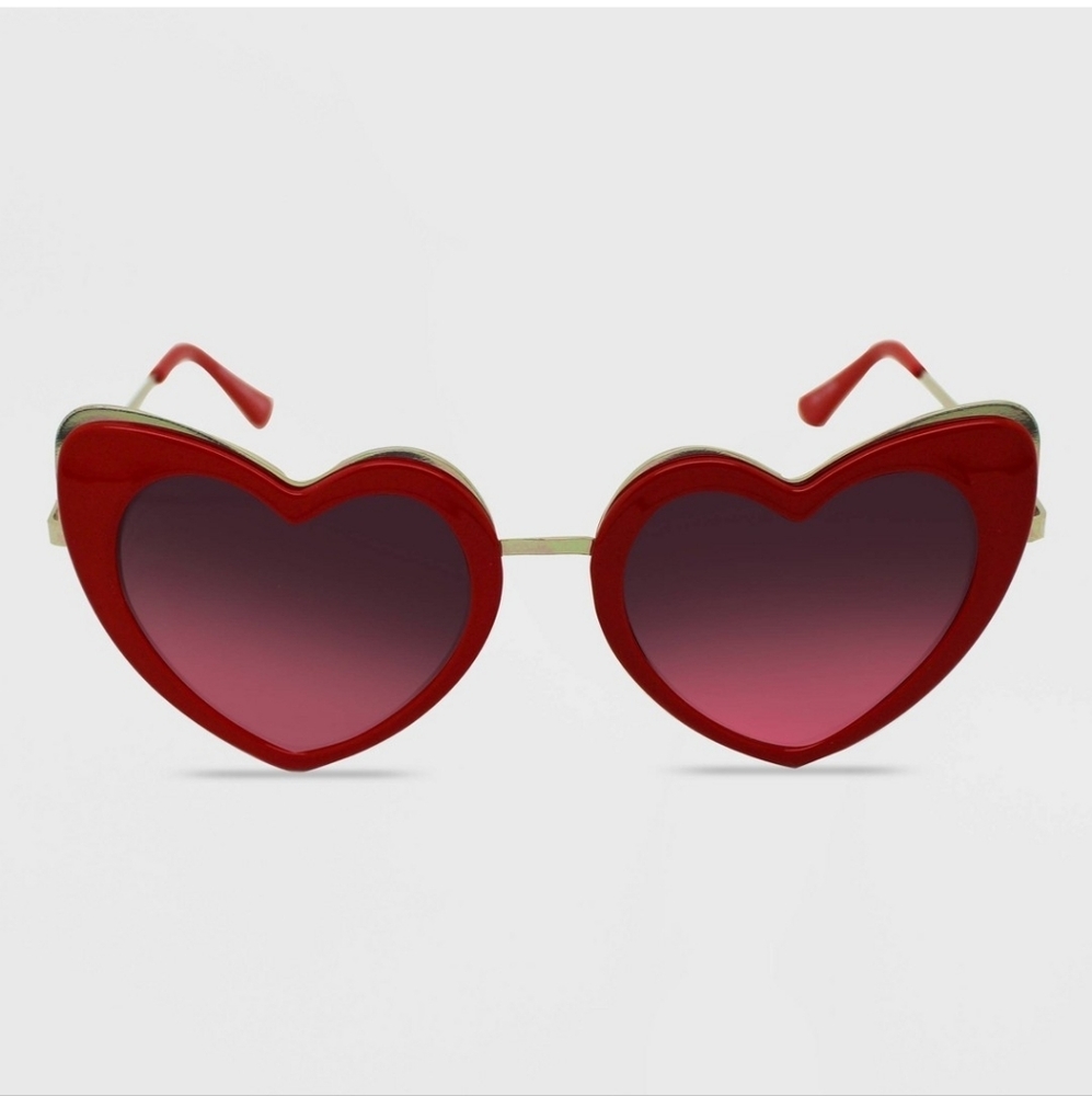 🛒3 For $10 🛍 Valentine's Day Heart-Shaped Red Sunglasses